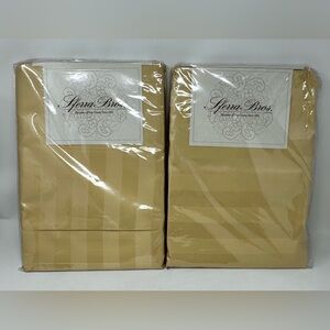 SFERRA Italy Presidio 736 Queen Flat & Fitted Sheet Cotton Sateen Striped Gold